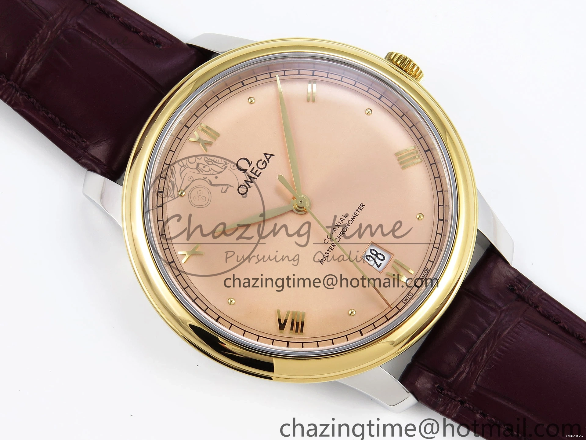 0201 De Ville Date YG MKF 1:1 Best Edition Brown Dial Roman Marker on Brown Leather Strap A OdorResistant 7751
